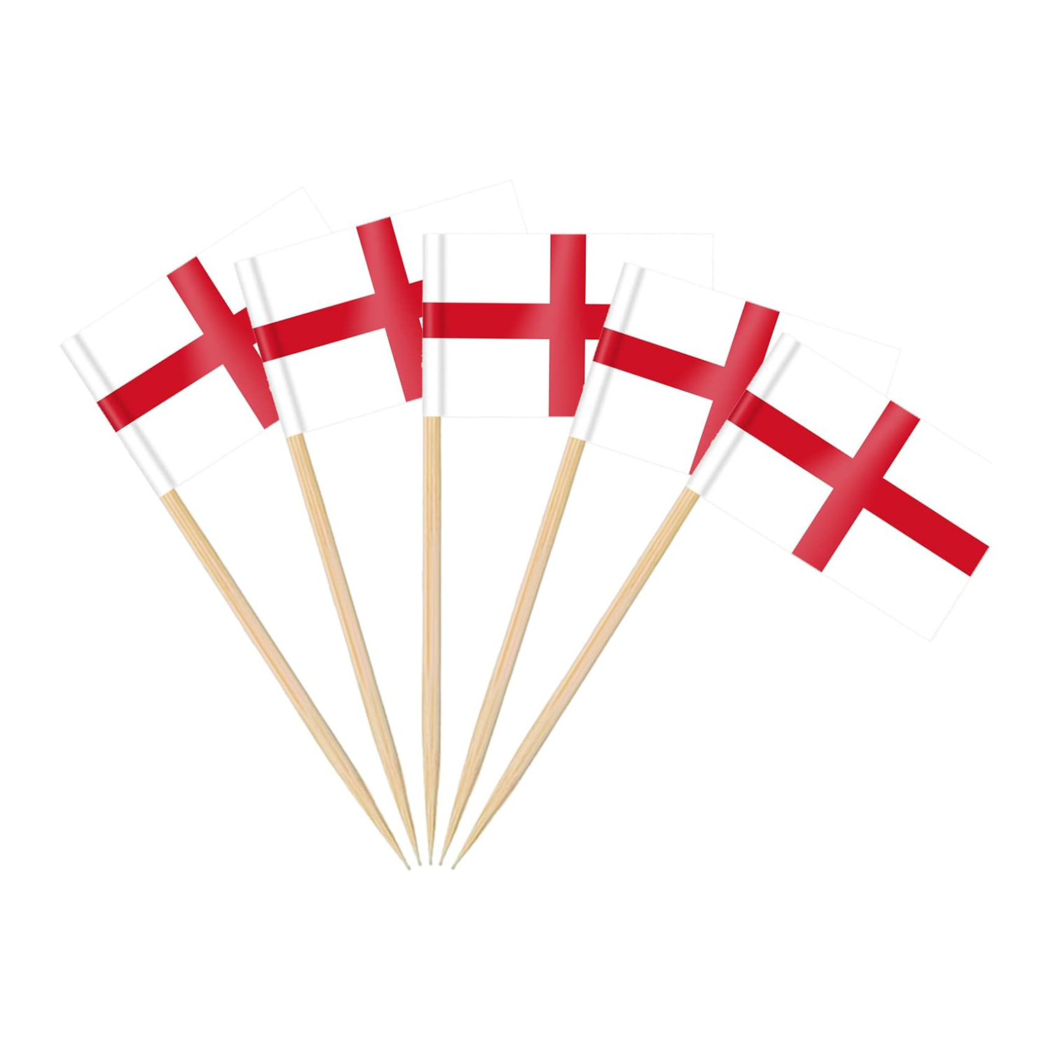 Badminton England - イングランド国旗のつまようじ、カップケーキトッパー、小さな英国のスティックフラグ、サッカーパーティーの装飾用の両面、100個