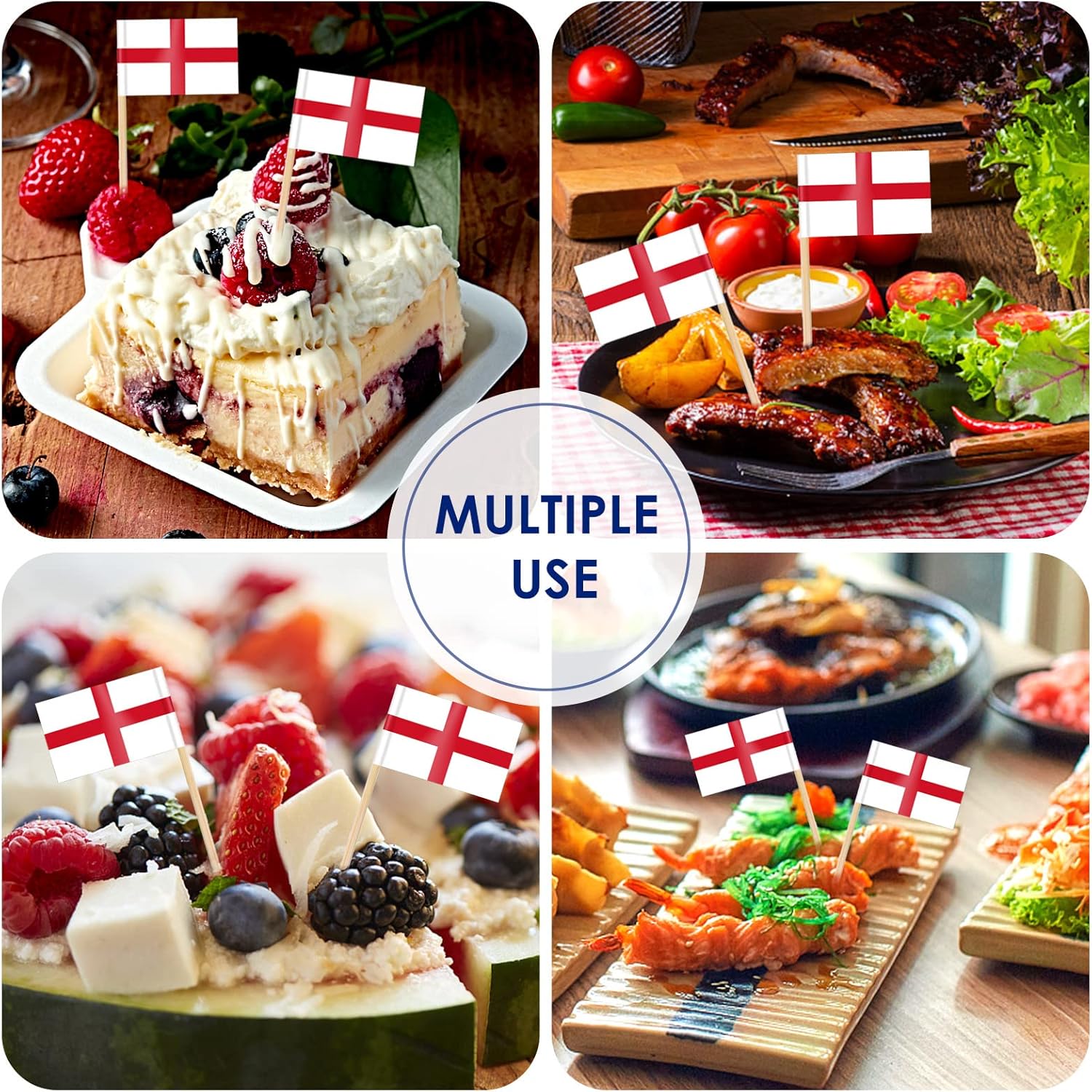 イングランド国旗のつまようじ、カップケーキトッパー、小さな英 - Badminton England のレビューと価格